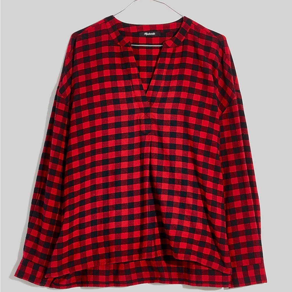 Madewell Red/Black Plaid Flannel Shirt